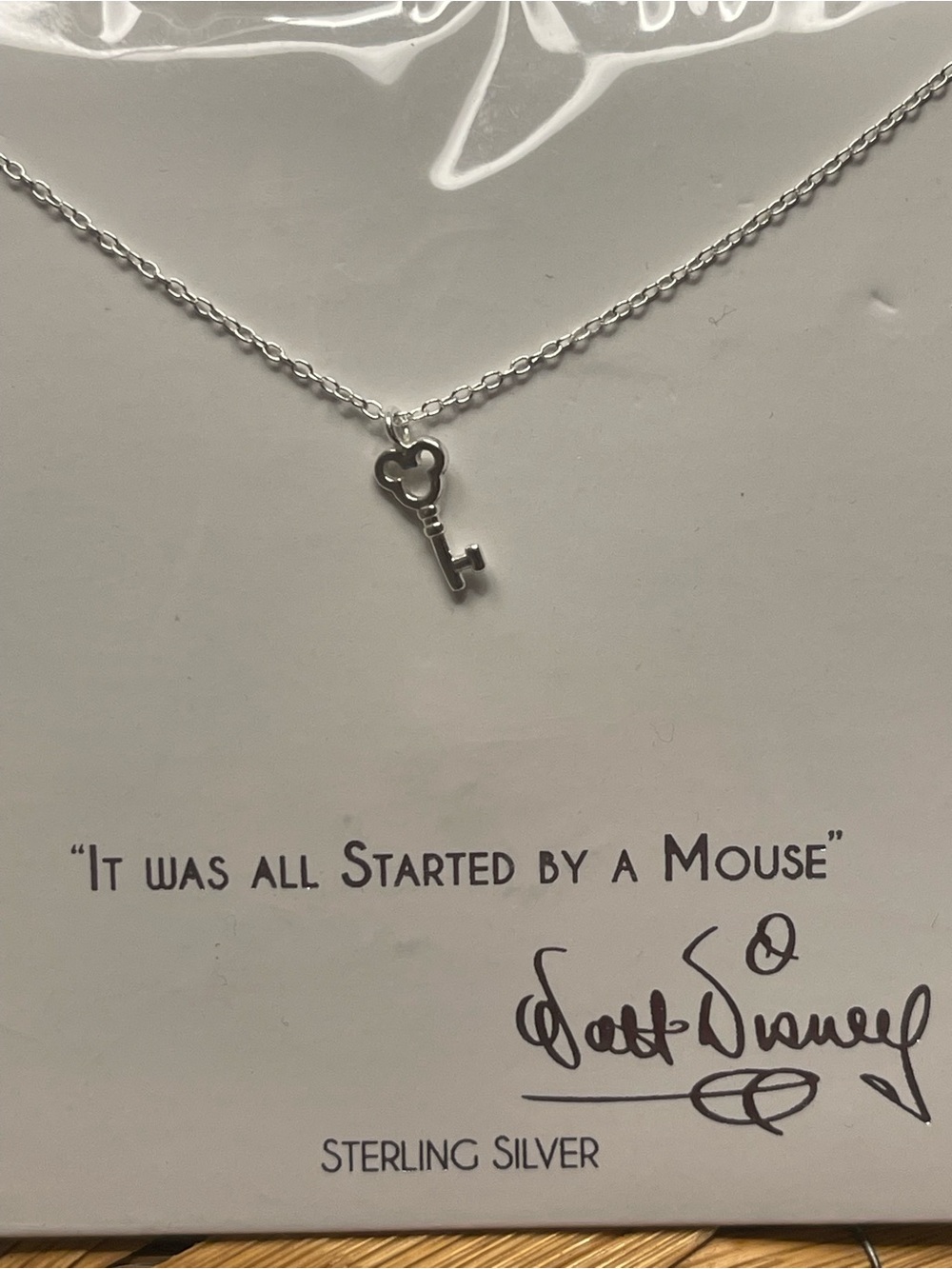 Disney Sterling Silver Key Pendant Necklace - Silver